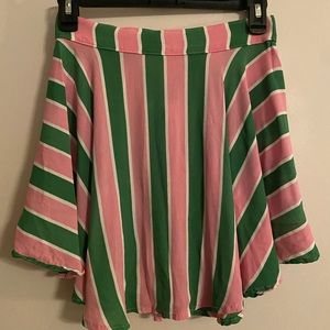 FLYNN SKYE Mindy mini skirt in pink and green stripes size small